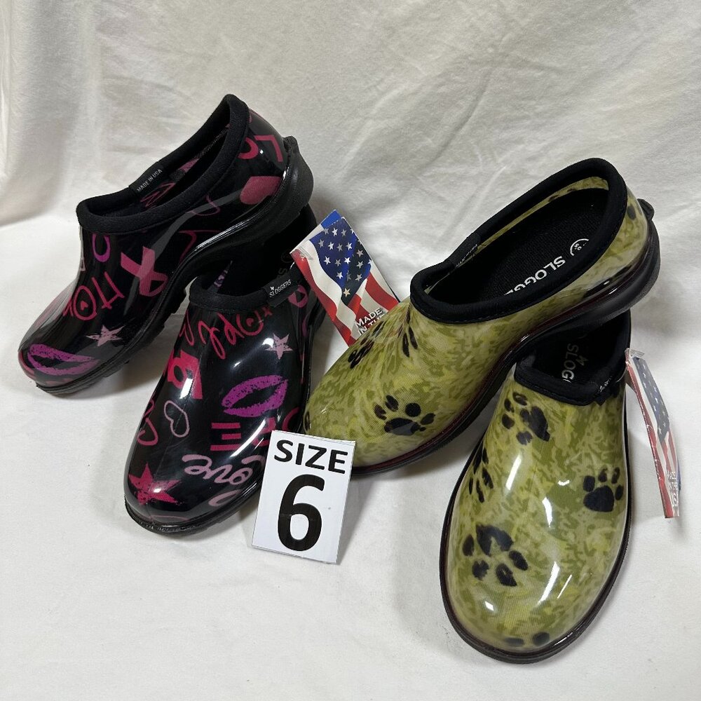 Two for One Price!!! Sloggers Waterproof Rain Shoes - Paw Green & Hope.